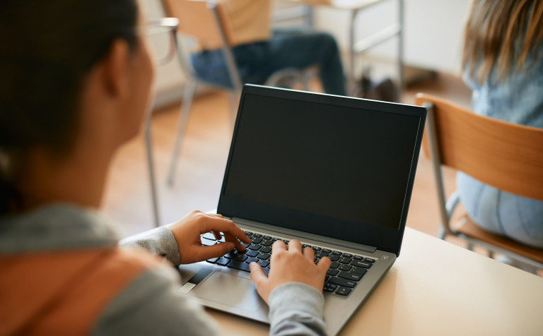 close up of high school student e learning on lapt 2023 11 27 05 13 08 utc